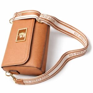U.S. Polo Assn. Brown Crossbody Bag with Logo Strap